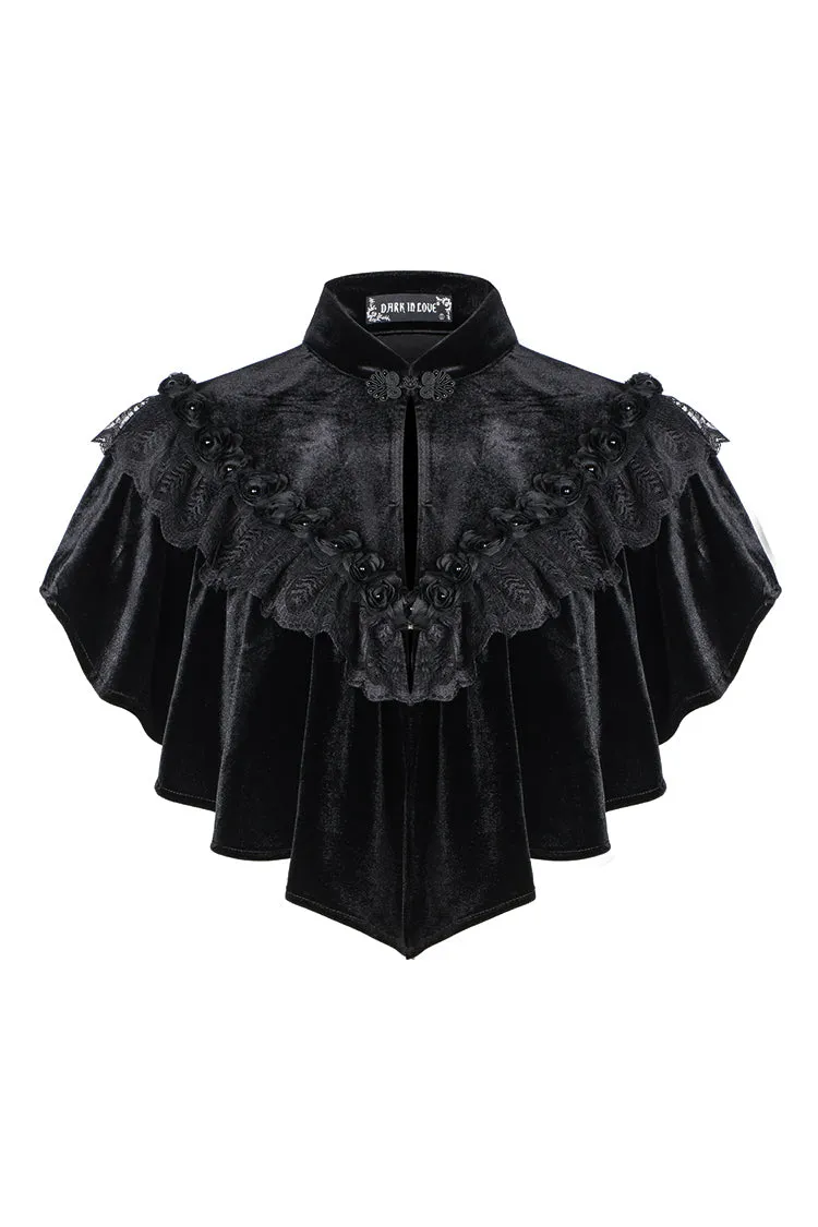 Gothic Black cape hearted shaped capelet BW043