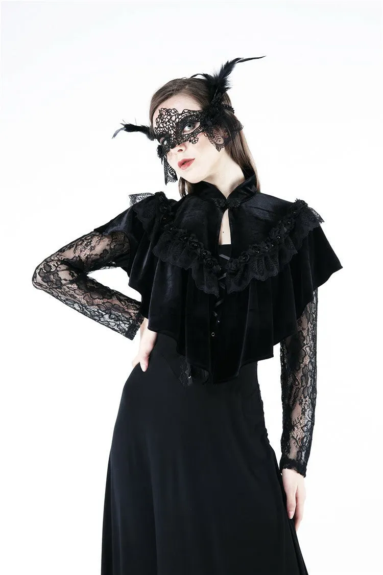 Gothic Black cape hearted shaped capelet BW043