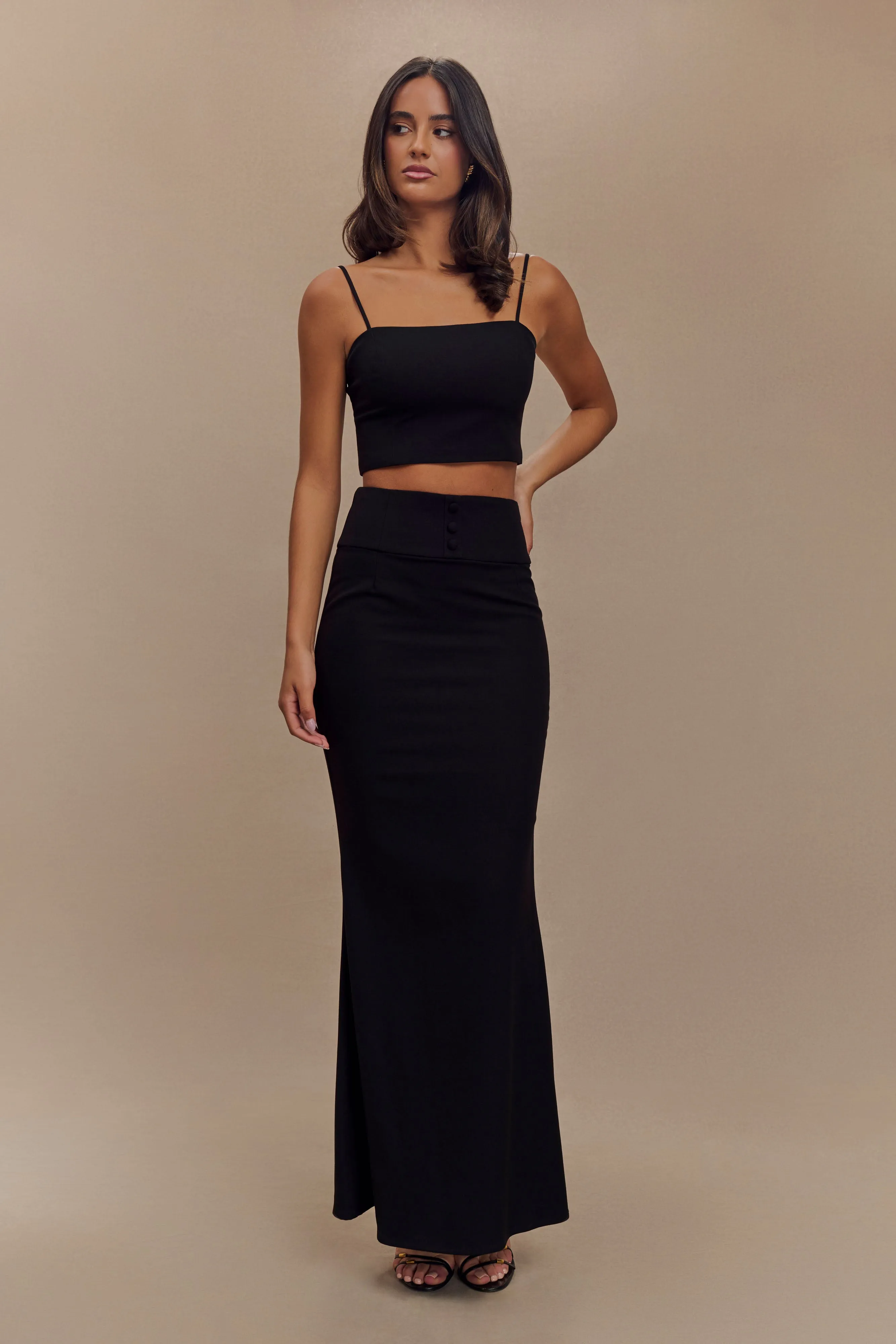 Grace Suiting Crop Top - Black