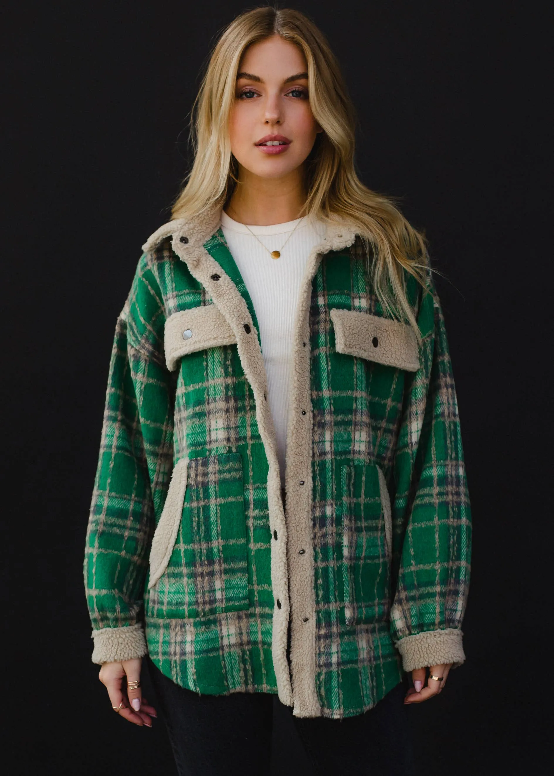 Green, Tan & Gray Plaid Jacket