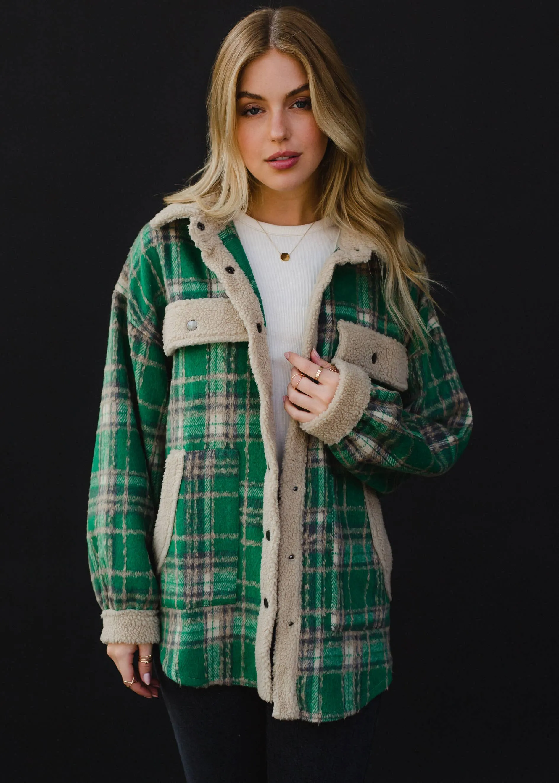 Green, Tan & Gray Plaid Jacket