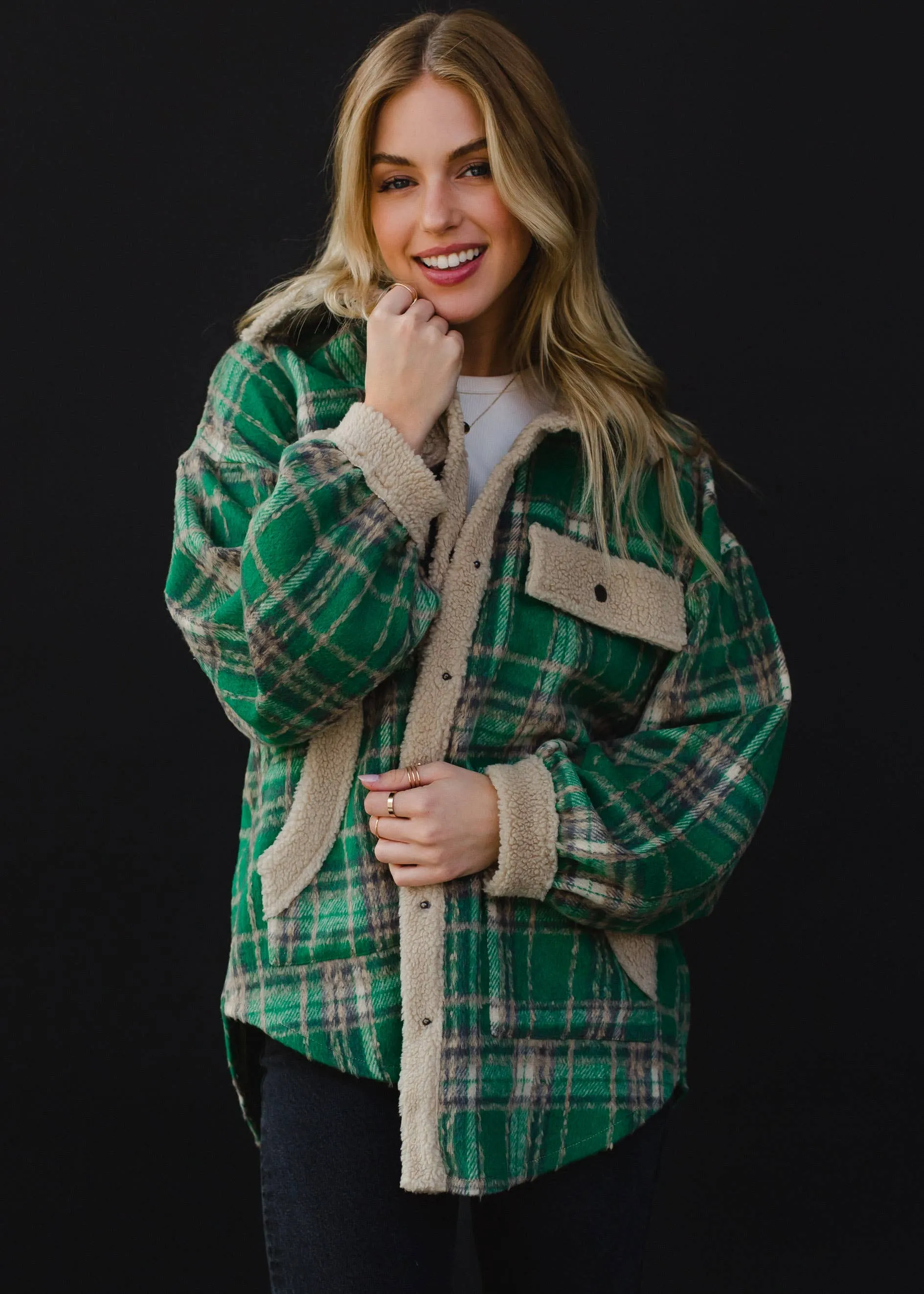 Green, Tan & Gray Plaid Jacket