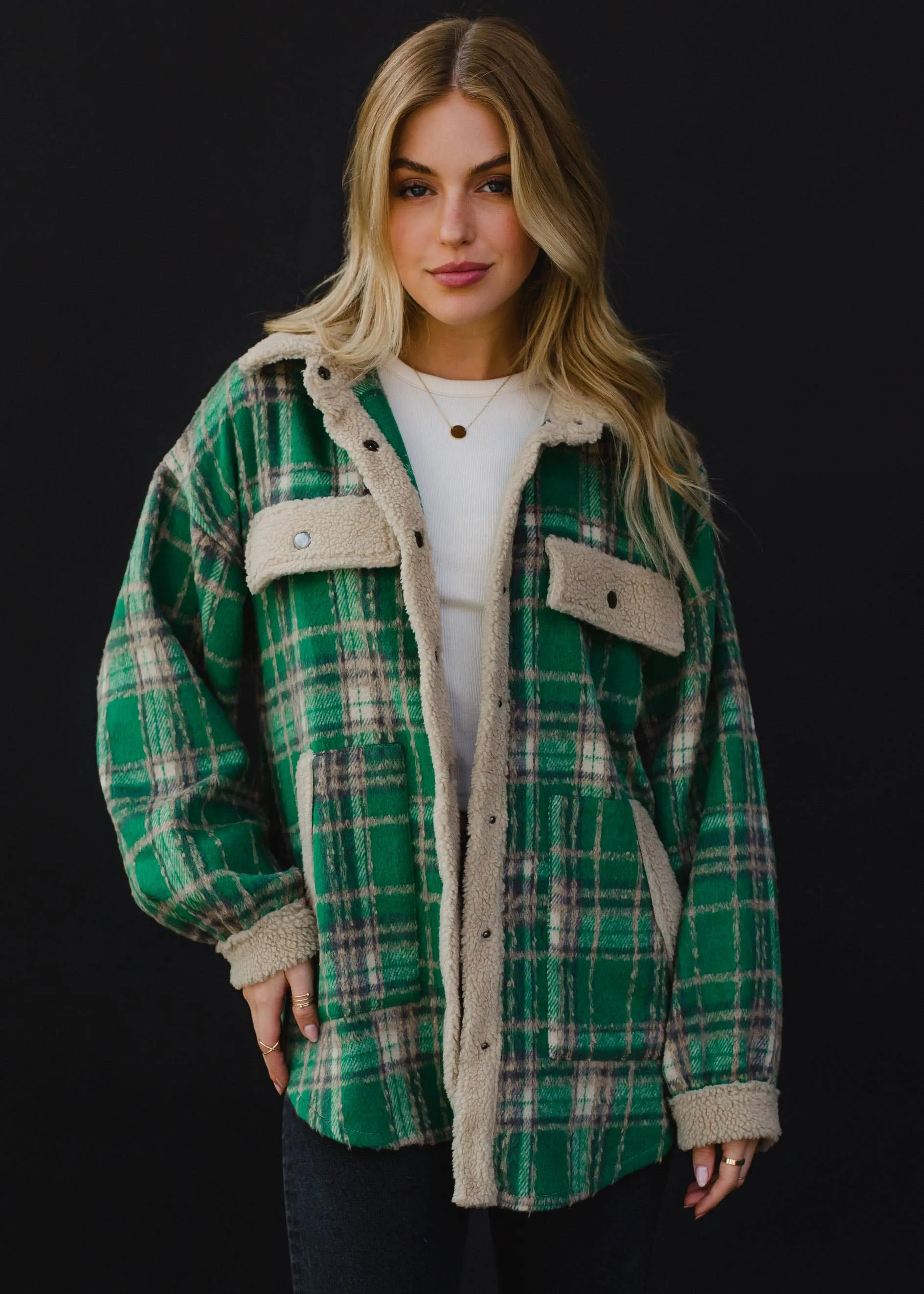 Green, Tan & Gray Plaid Jacket