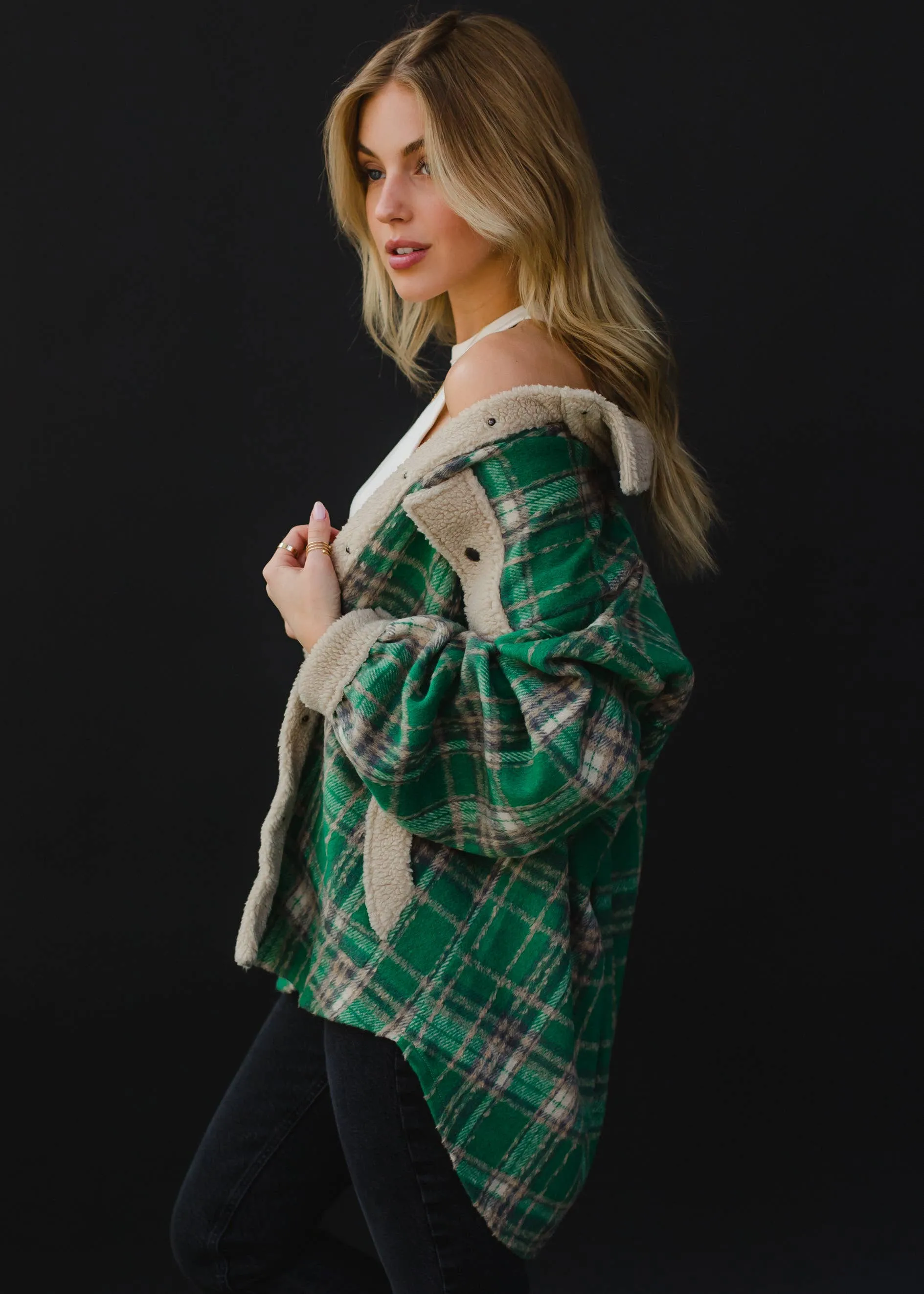 Green, Tan & Gray Plaid Jacket