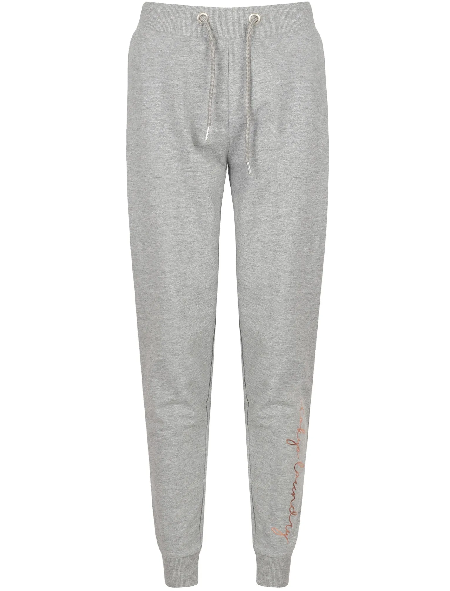 Harmony Loopback Fleece Cuffed Joggers In Light Grey Marl - Tokyo Laundry