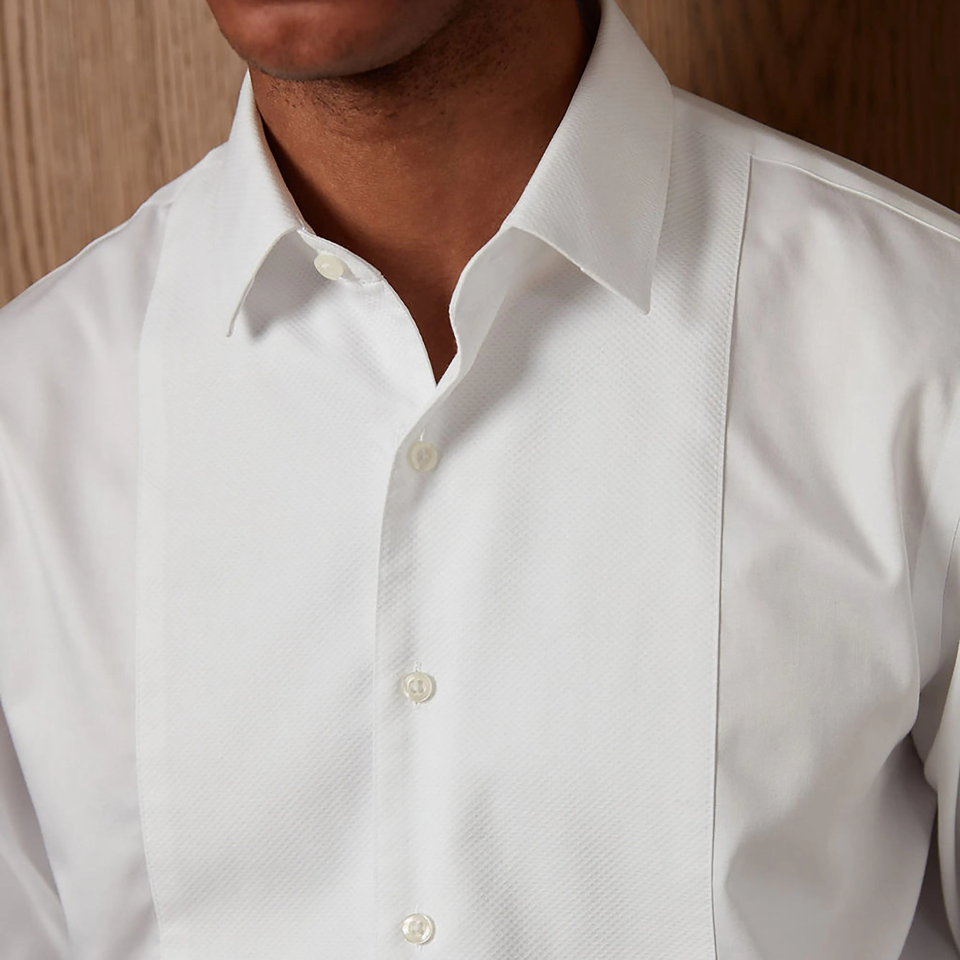 Herringbone Tuxedo White Pique Bib Dress Shirt