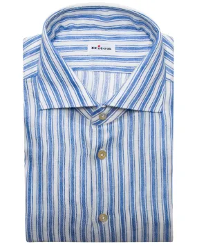 High Blue and White Stripe Sport Shirt