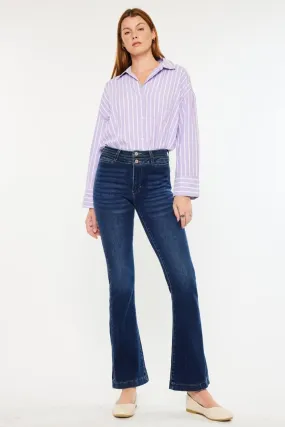 High Rise Double Waistband Flare Jeans