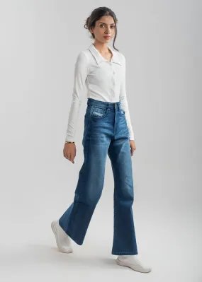 High Rise Stretchable Flared Jeans. ( HAMBUGER )