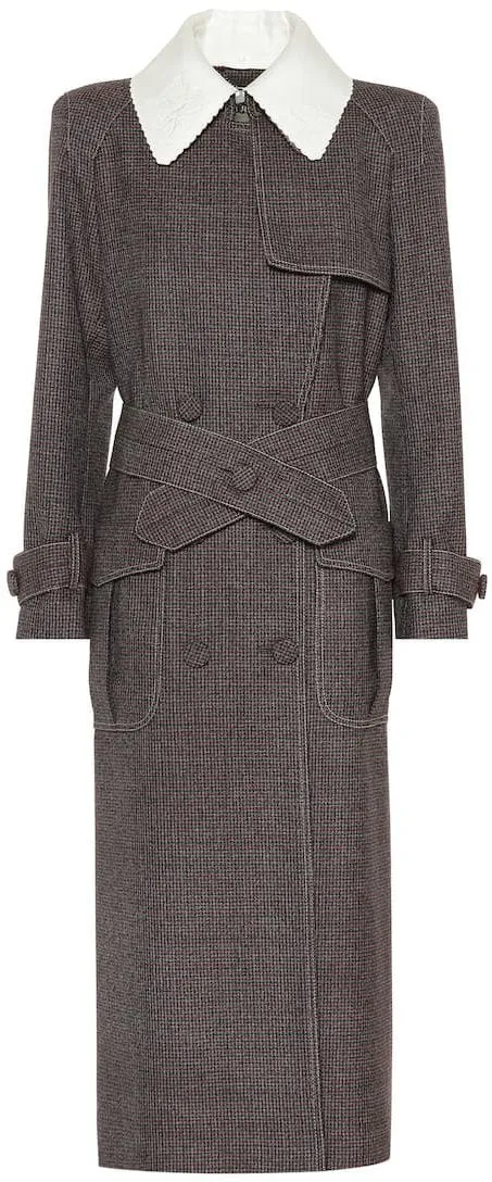 Houndstooth Cotton-Blend Coat