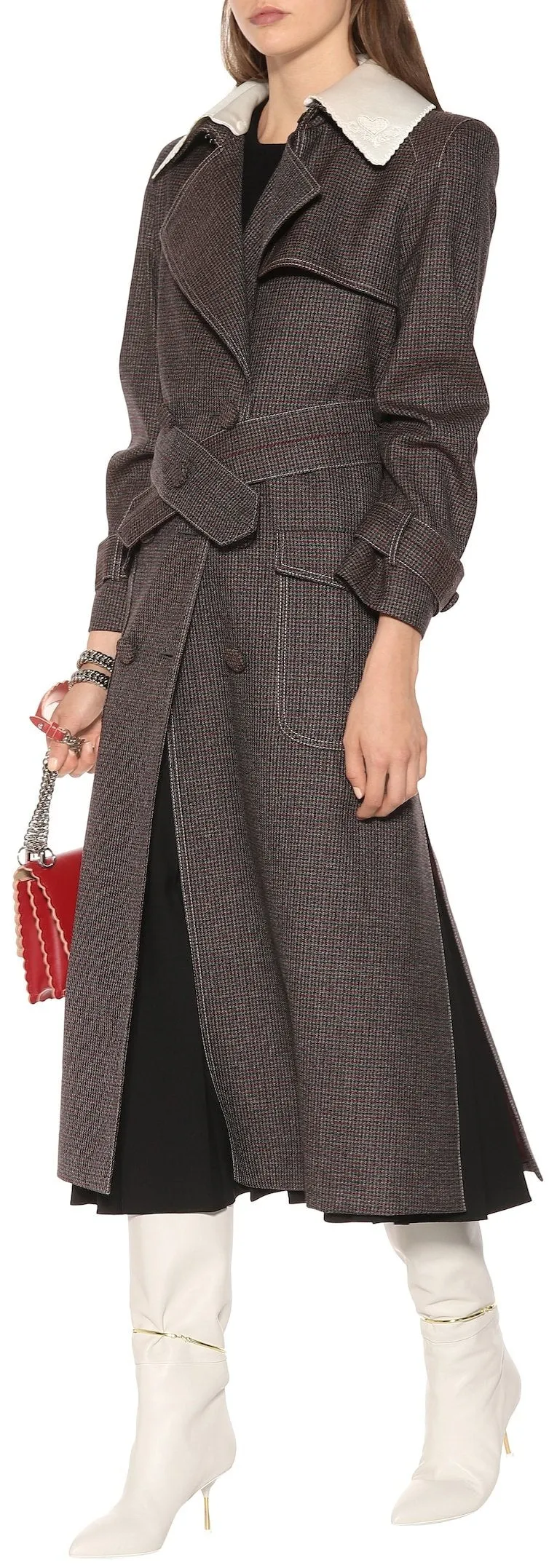 Houndstooth Cotton-Blend Coat