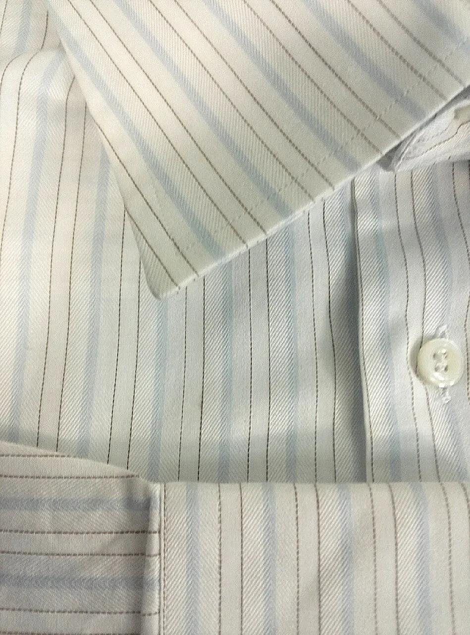 Ike Behar White/Blue/Brown Pinstripe Dress Shirt- size 17L