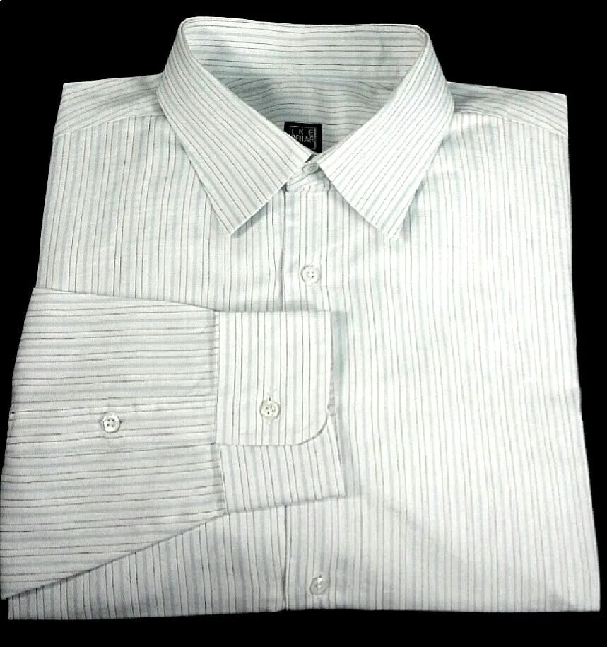 Ike Behar White/Blue/Brown Pinstripe Dress Shirt- size 17L