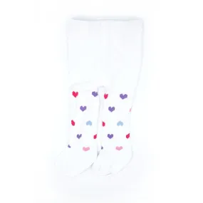 Infant Toddler 2 Pack White & Colorful Heart Cotton Tights