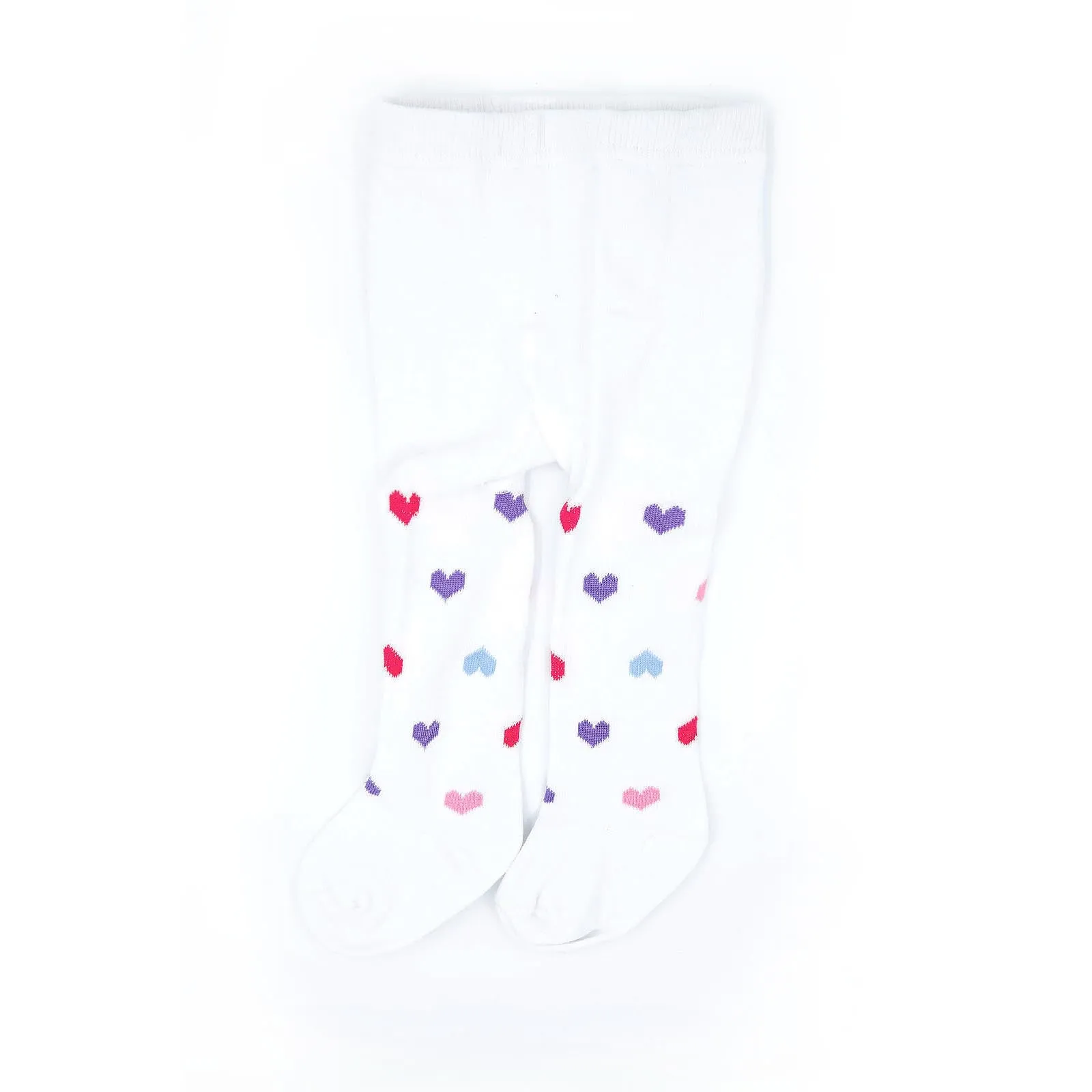 Infant Toddler 2 Pack White & Colorful Heart Cotton Tights