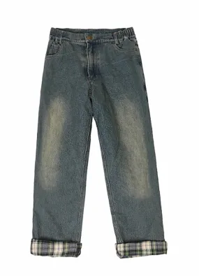 Kids Flannel Lined Jeans,Straight Leg