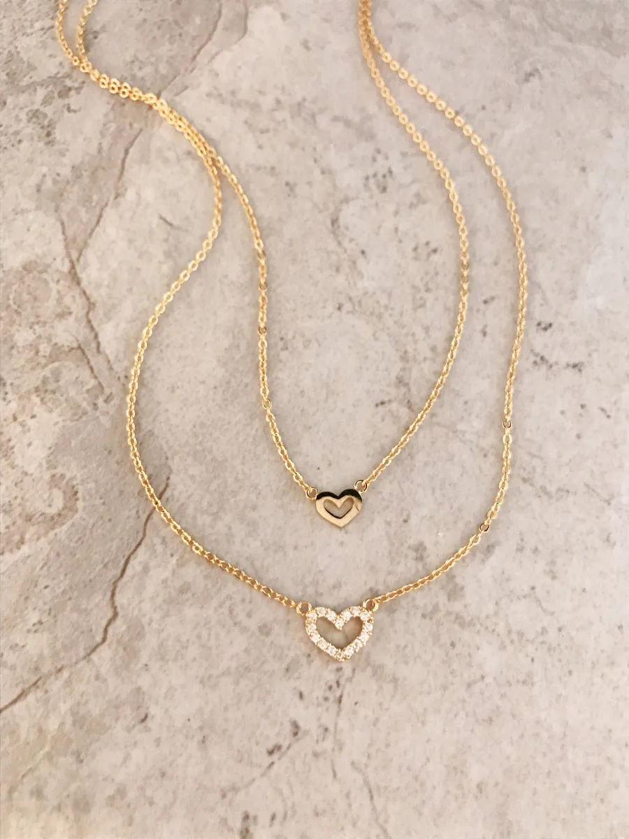 Layered CZ Heart Necklace