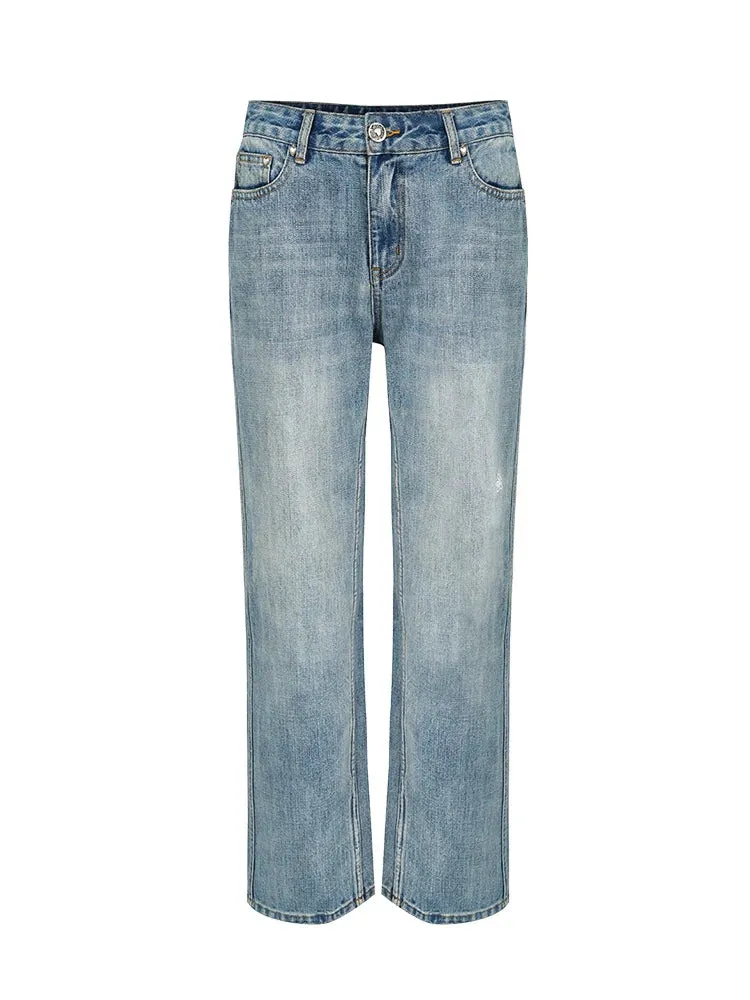 Light Wash Wide-Leg Denim Jeans