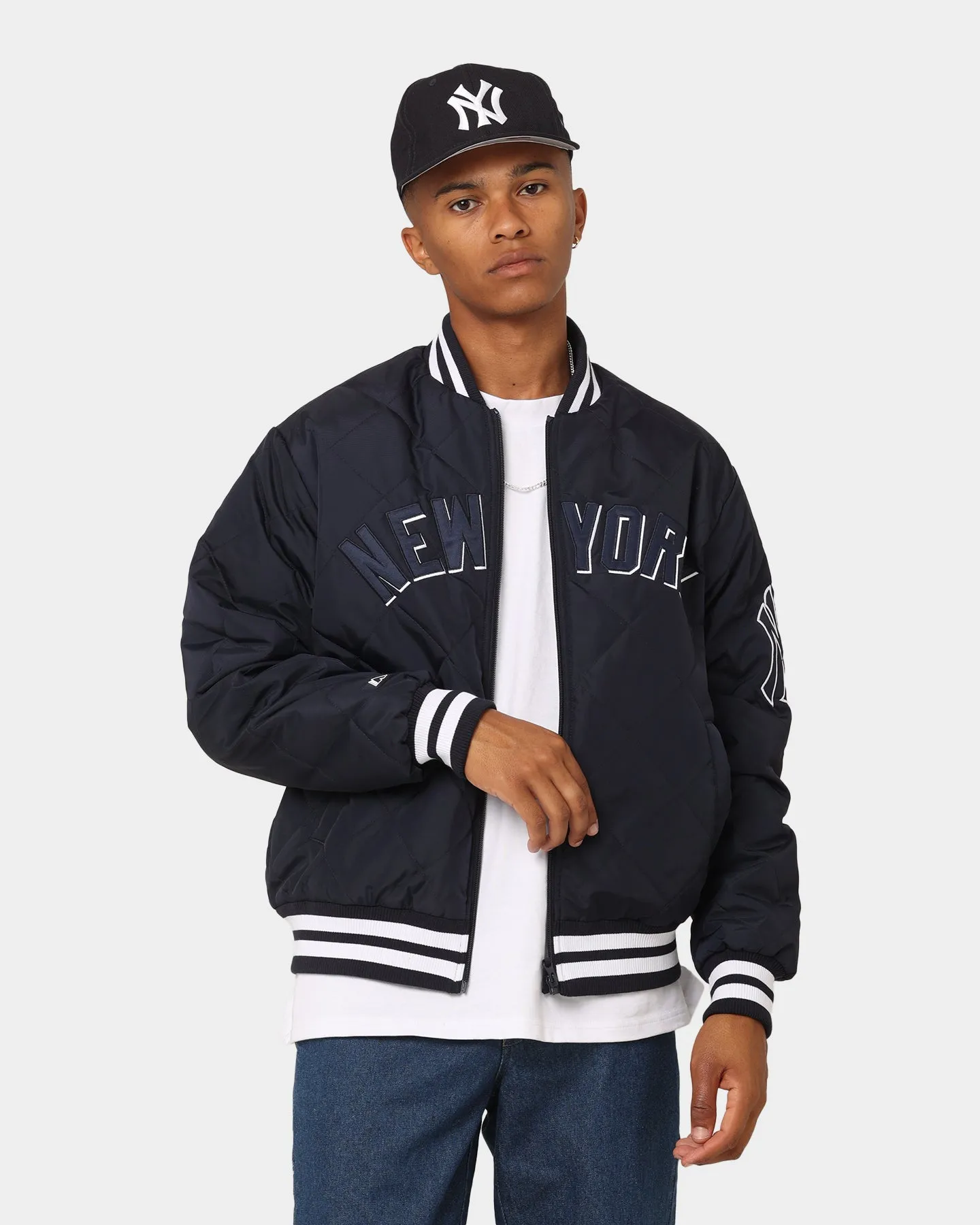 Majestic Athletic New York Yankees Tonals Quilted Varsity Jacket True Navy