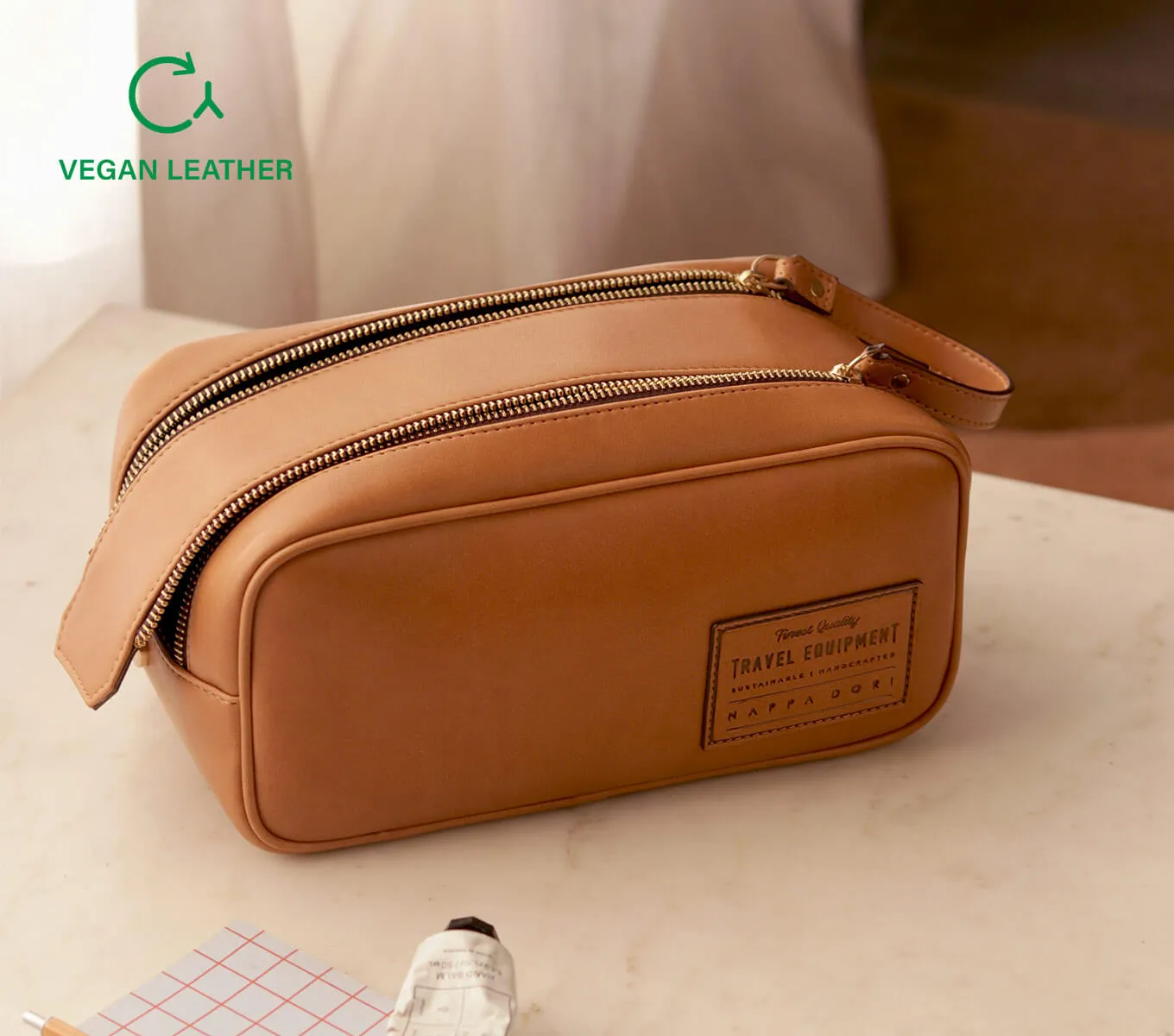 MARLOW DOPP KIT-APPLE LEATHER