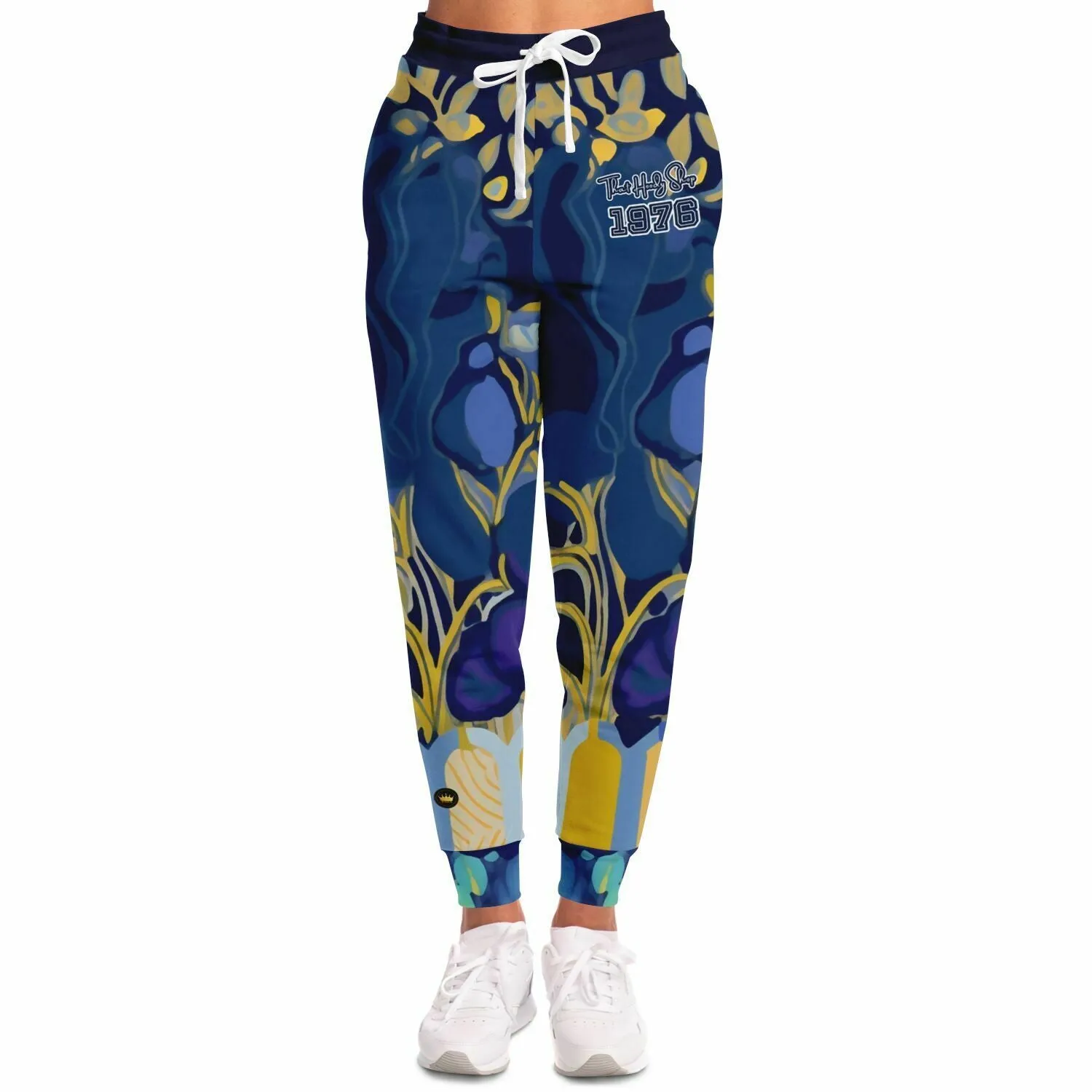 Mass Hypnosis Blue Abstract Floral Eco-Poly Unisex Joggers