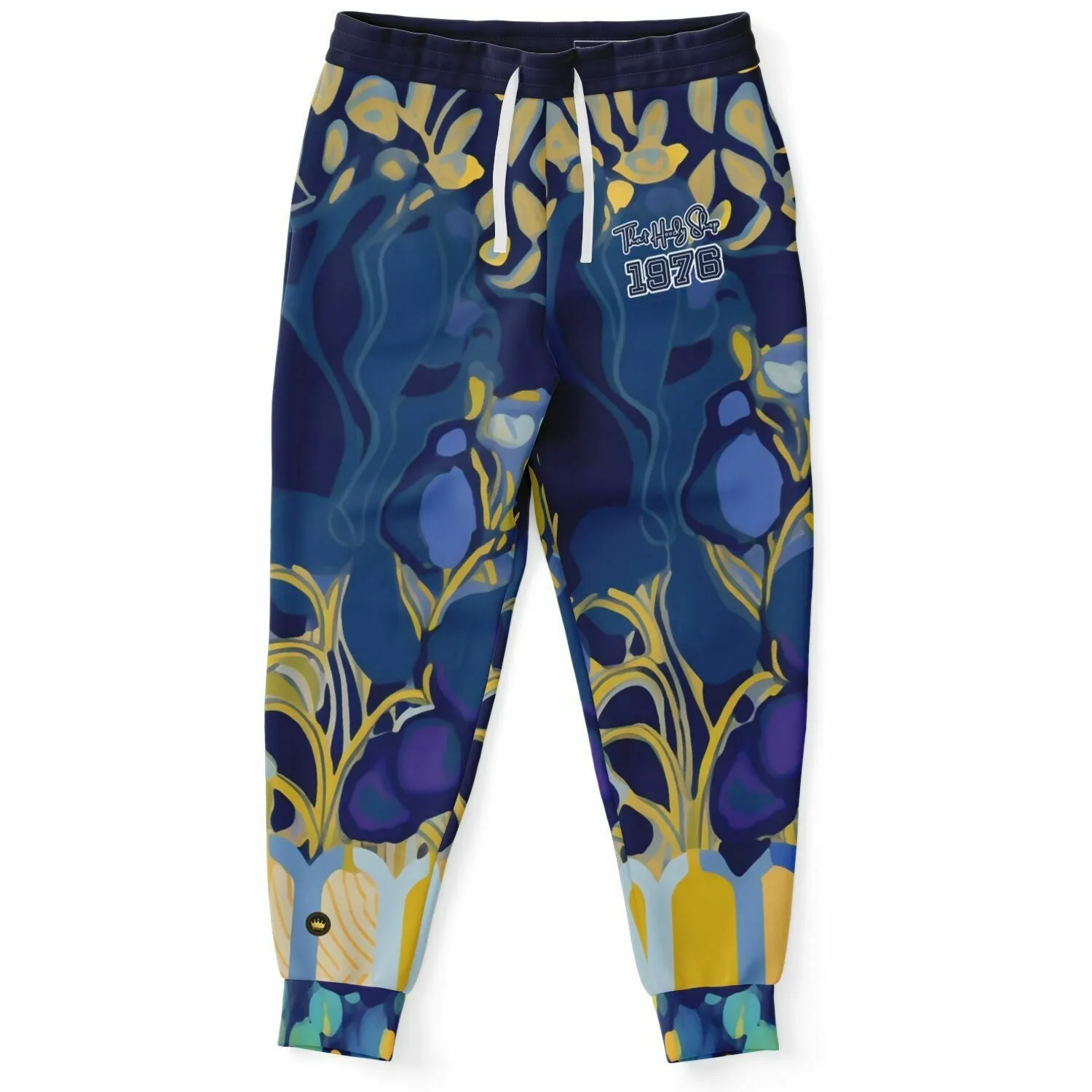 Mass Hypnosis Blue Abstract Floral Eco-Poly Unisex Joggers