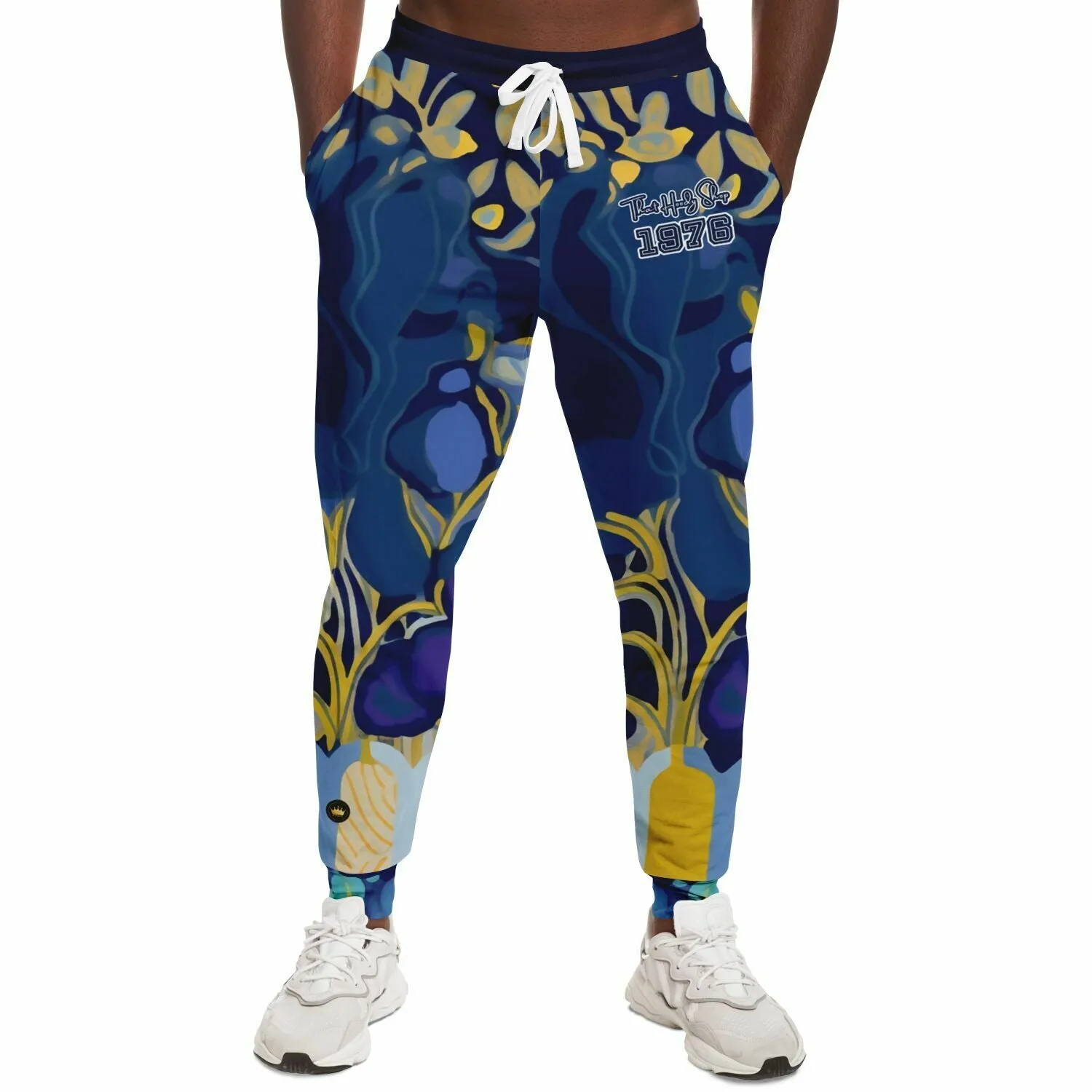 Mass Hypnosis Blue Abstract Floral Eco-Poly Unisex Joggers