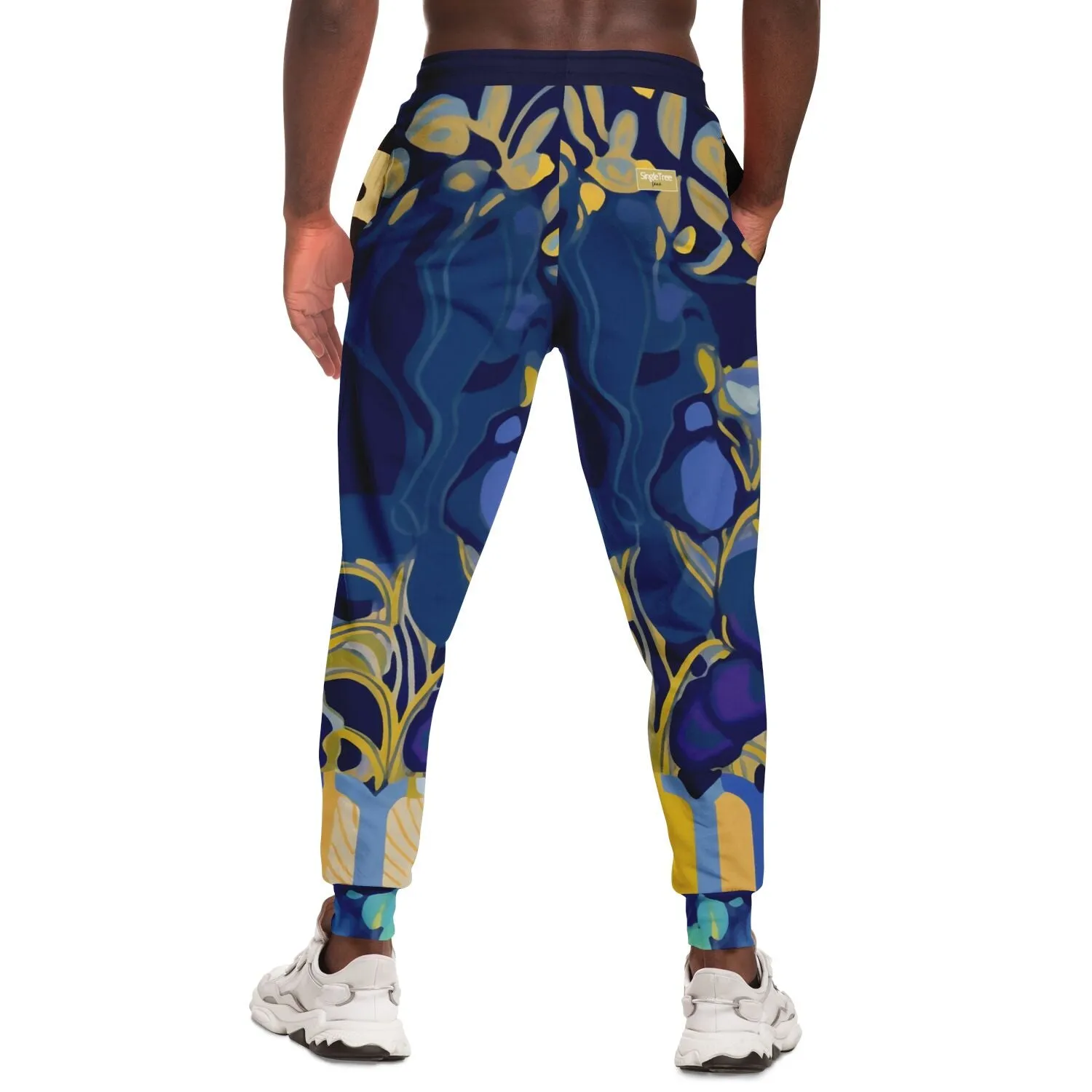 Mass Hypnosis Blue Abstract Floral Eco-Poly Unisex Joggers