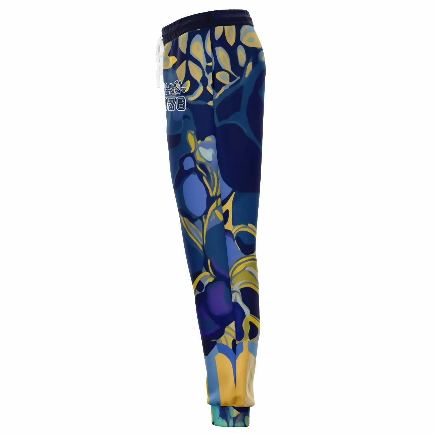 Mass Hypnosis Blue Abstract Floral Eco-Poly Unisex Joggers