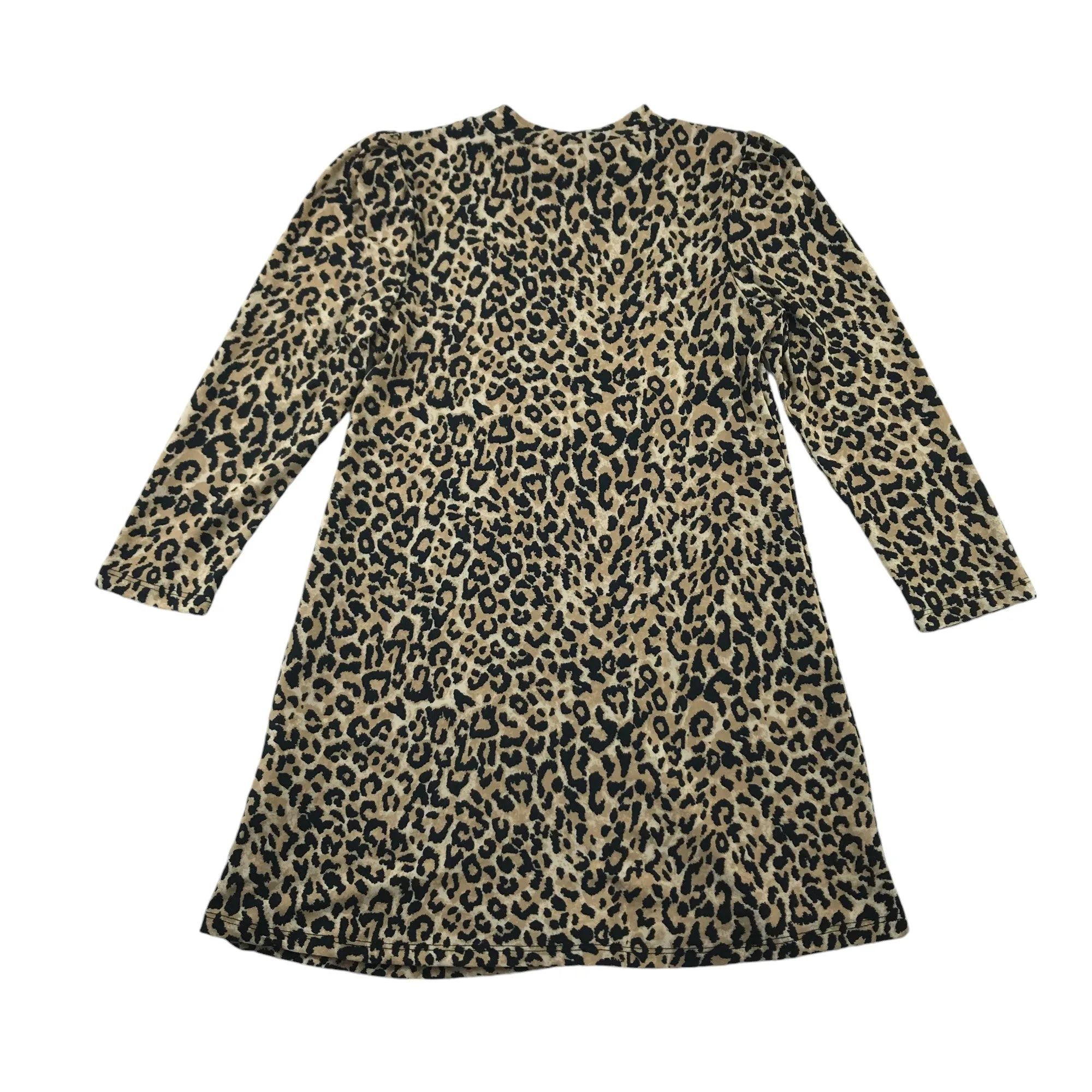 Matalan dress 5-6 years brown and beige leopard spots print stretchy long t-shirt dress