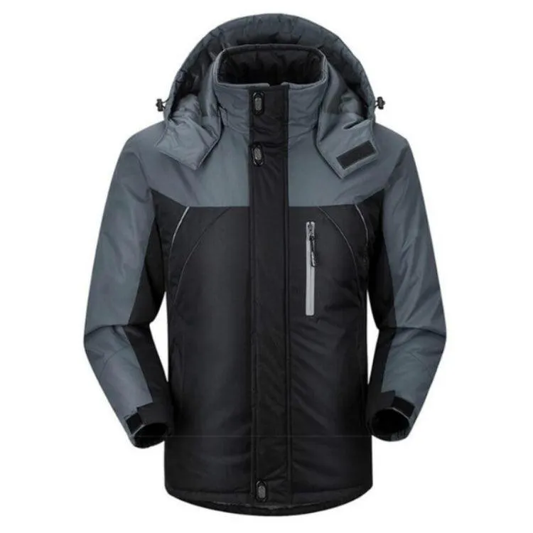 Men's Thick Fleece-Lined Waterproof Down Jacket for Winter Outdoor Activities