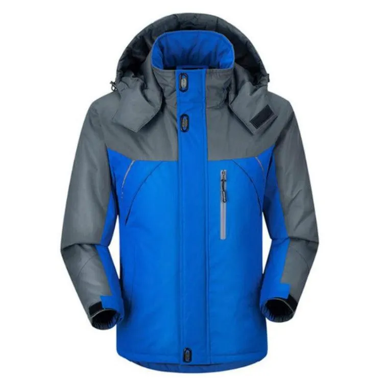 Men's Thick Fleece-Lined Waterproof Down Jacket for Winter Outdoor Activities