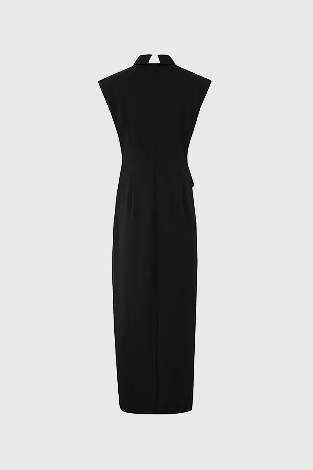 Midi Dress with Tie Detail - Black