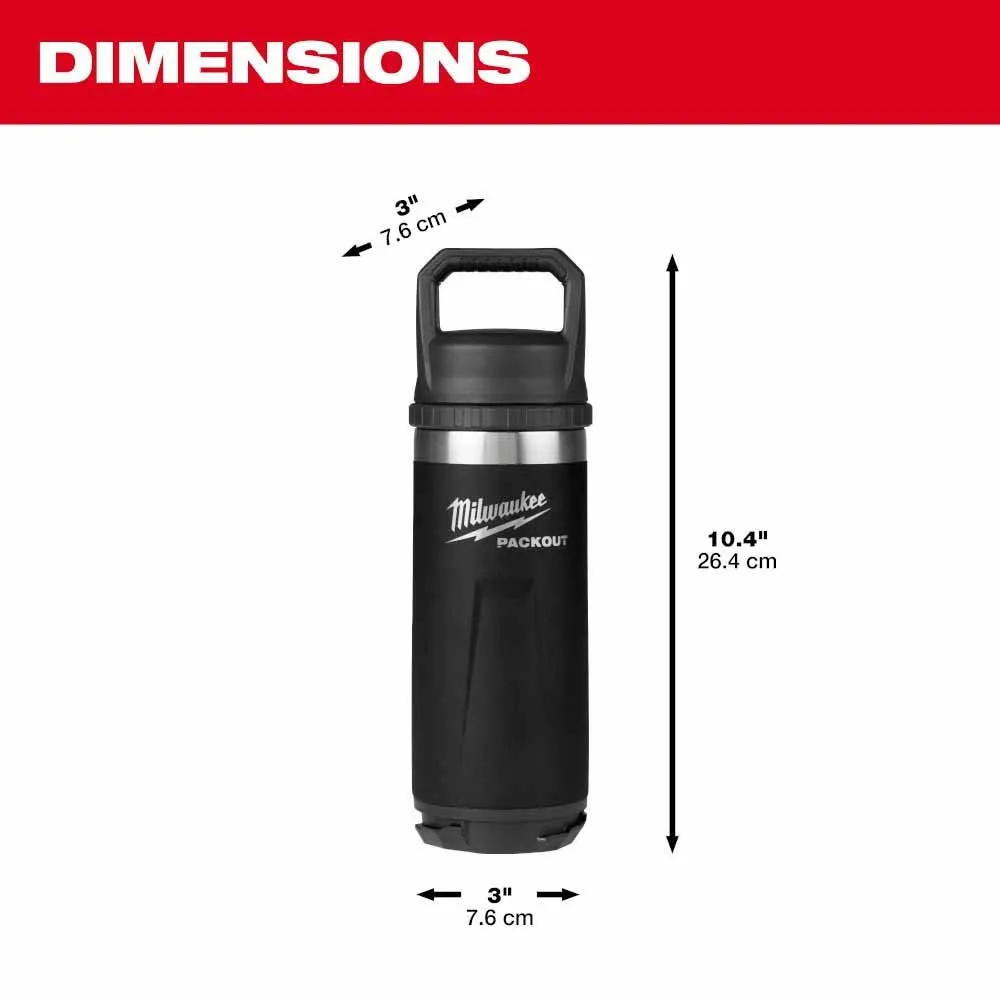 Milwaukee 48-22-8382B PACKOUT 18oz Insulated Bottle with Chug Lid - Black