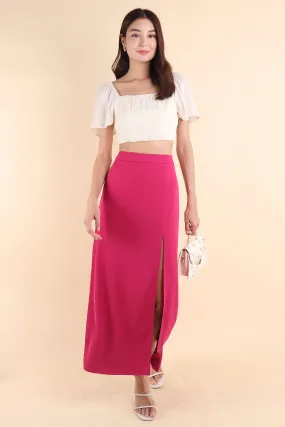 MINNIE SLIT MAXI SKIRT IN BARBIE PINK