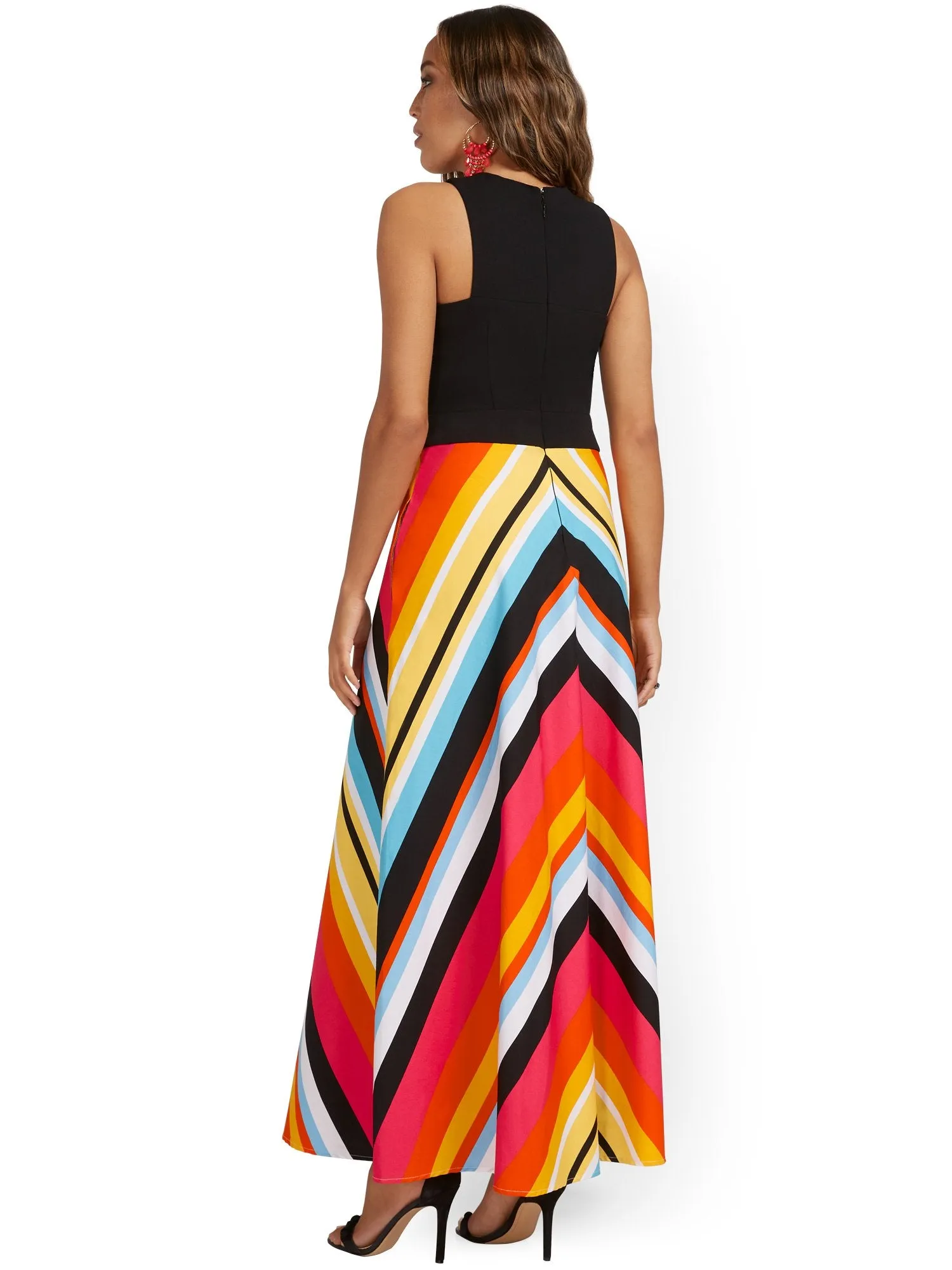 Mixed Media Stripe Maxi Dress