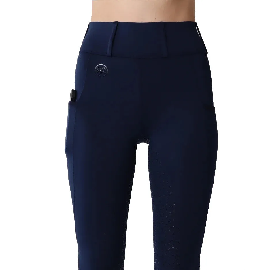 Montar REBEL Tone in Tone Logo Pull on Full Grip Riding Tights, Navy