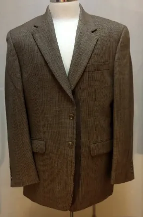 New- Lauren-Ralph Lauren Brown Mini-Check 100% Wool Sport Coat- Size 43R