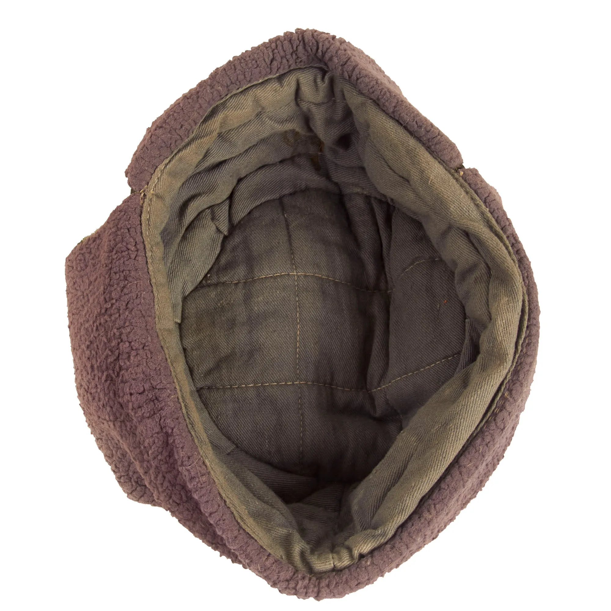 Original German WWII Custom Winter Cap Made From Swamp & Splinter Pattern Camo & Captured Soviet "Fish Fur" Insulation