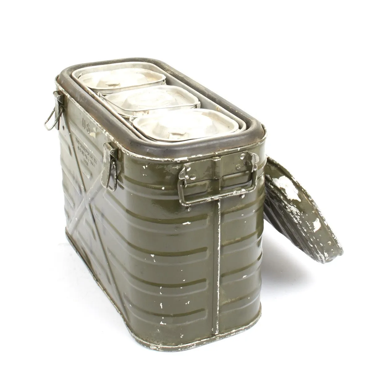 Original U.S. Vietnam War Style Military Aluminum Mermite Hot Cold Insulated Food Container