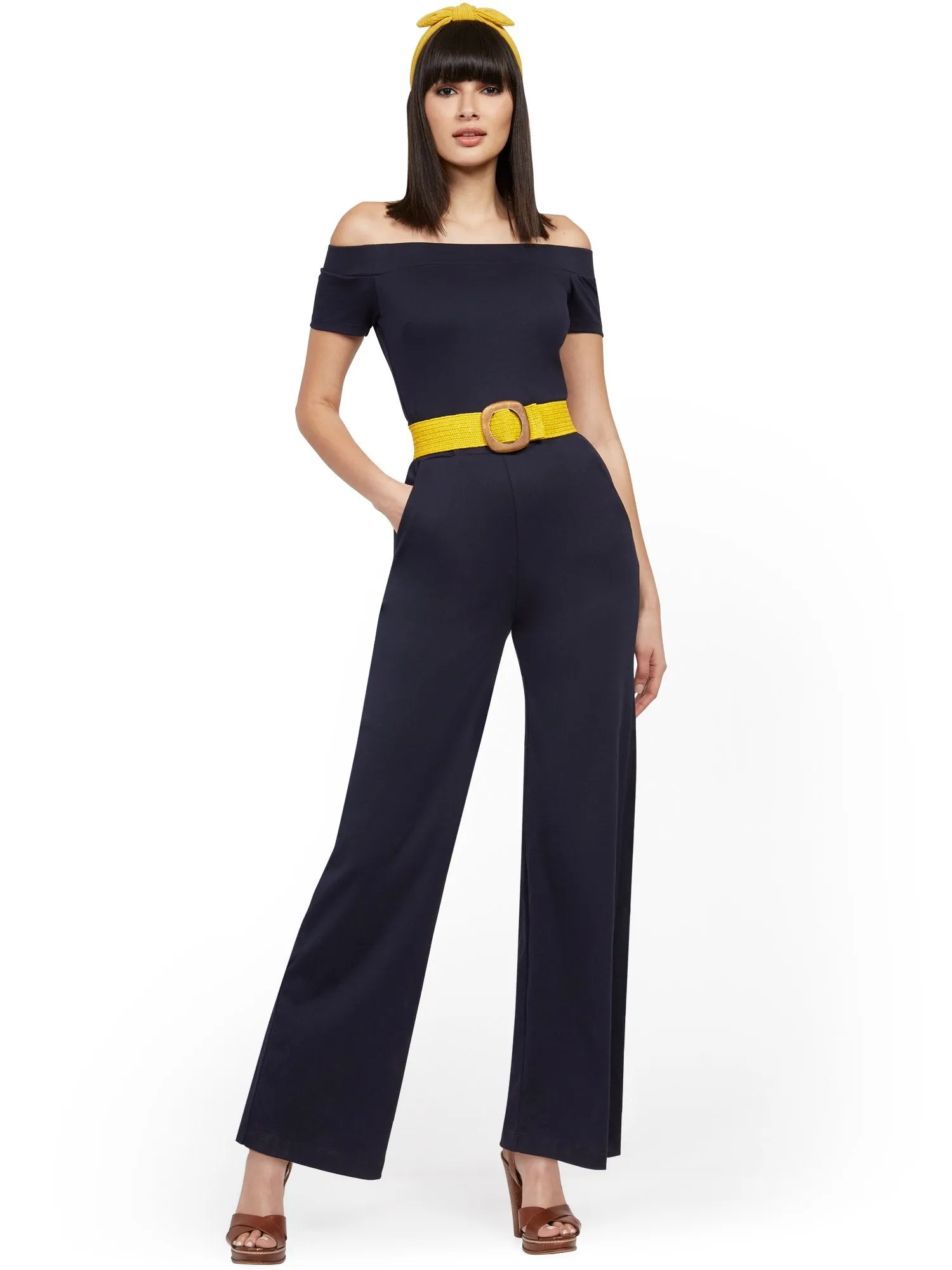 Petite Off-The-Shoulder Cotton Jumpsuit