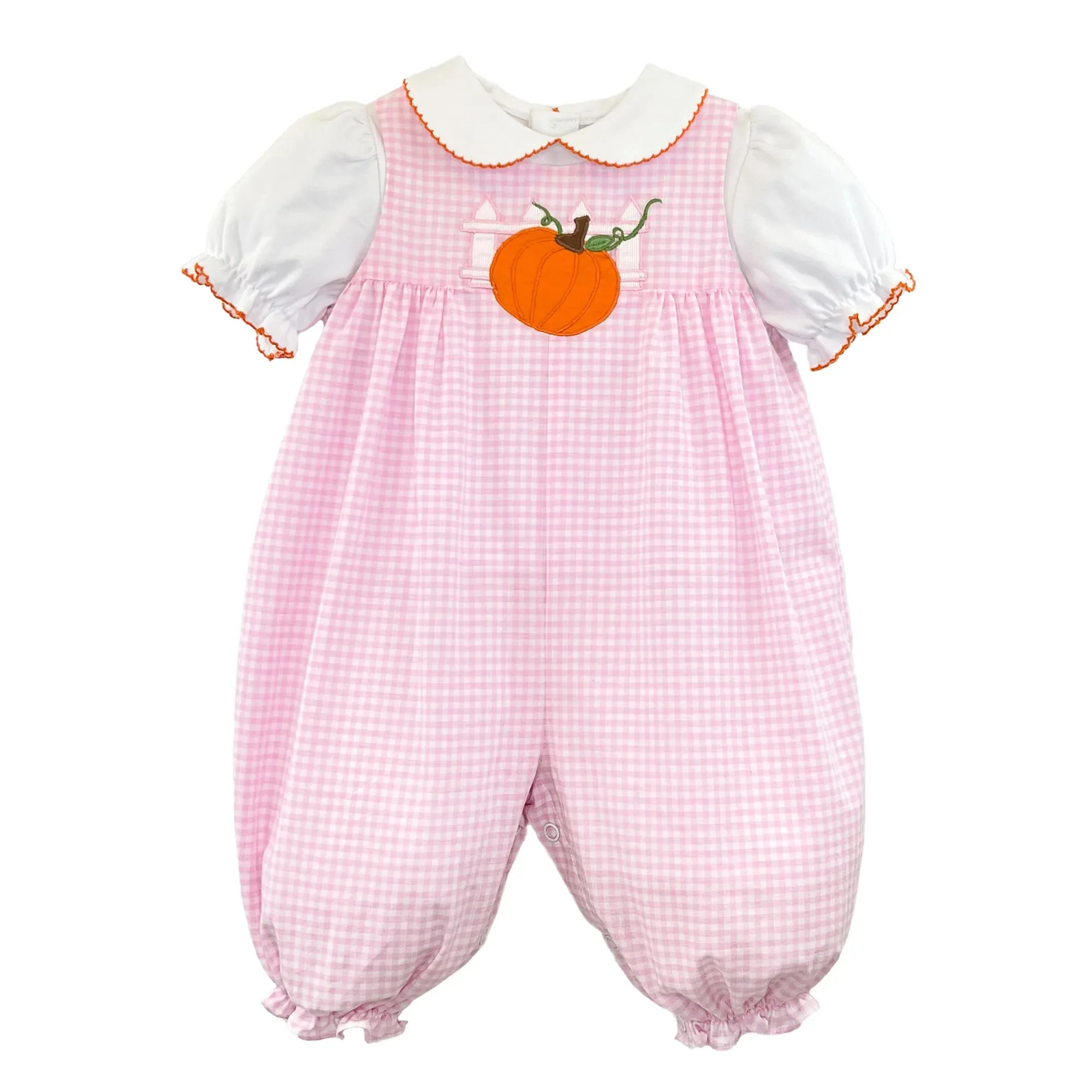 Pink Gingham Pumpkin Applique