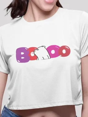 Playful Bear White Crop Top For Women