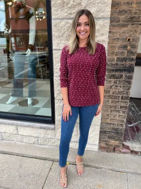 Polka Dot Sweater - Maroon