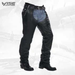 Premium Naked Leather Motorcycle Chaps with Zip-Out Insulated Lining