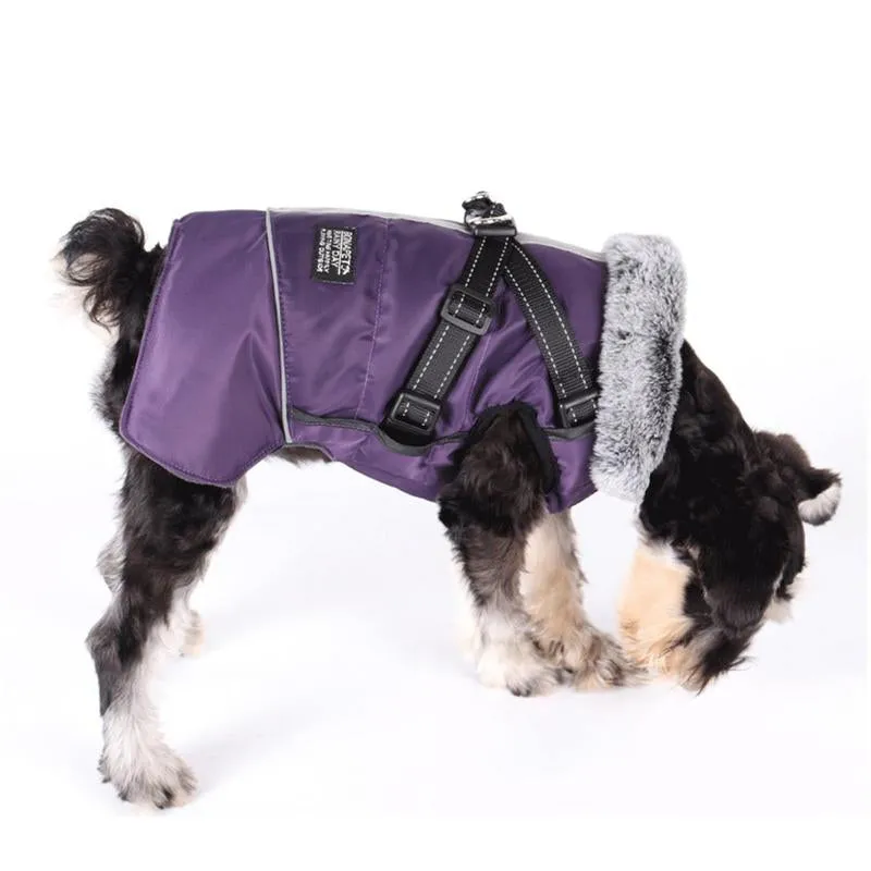 "Winter Dog Coat with Harness Strap – Multi-Purpose Windproof & Fleece-Lined Jacket Vest for Dogs"