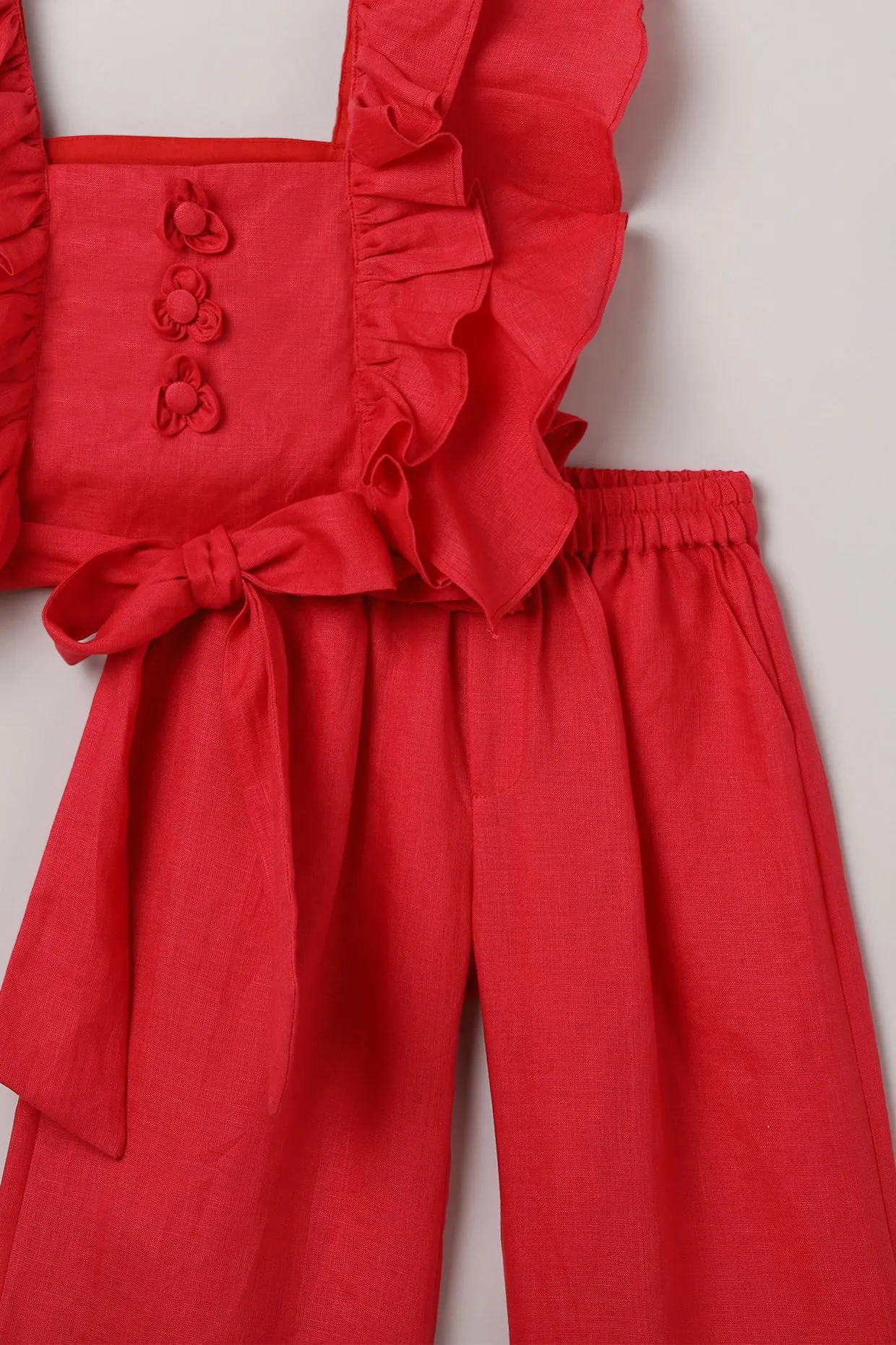 Red Ruffle Top with Plazo Set