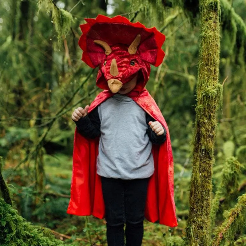 Red Triceratops Hooded Cape