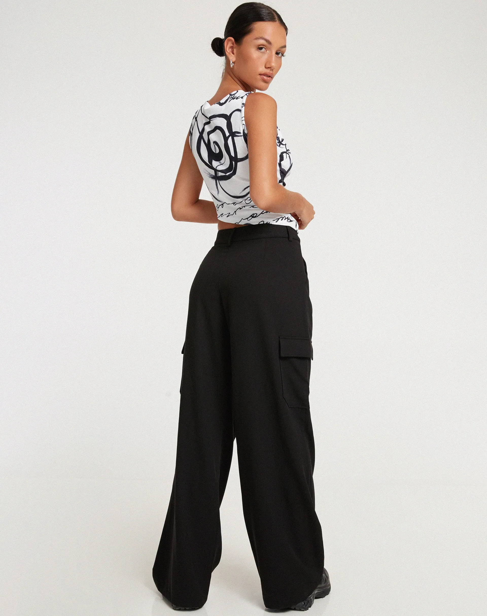 Rembulan Asymmetric Top in Mono Doodle Black and White