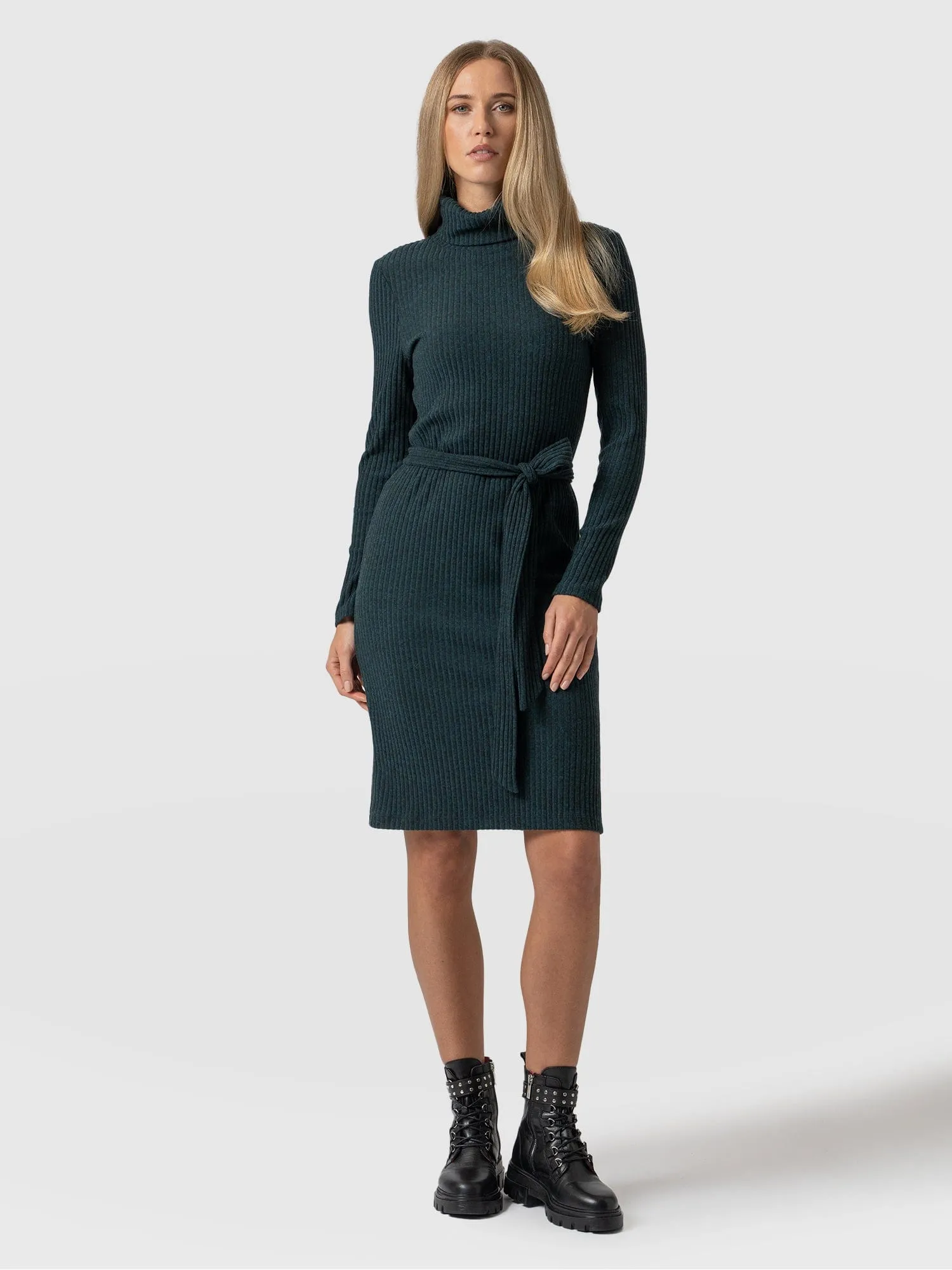 Remi Roll Neck Dress - Green